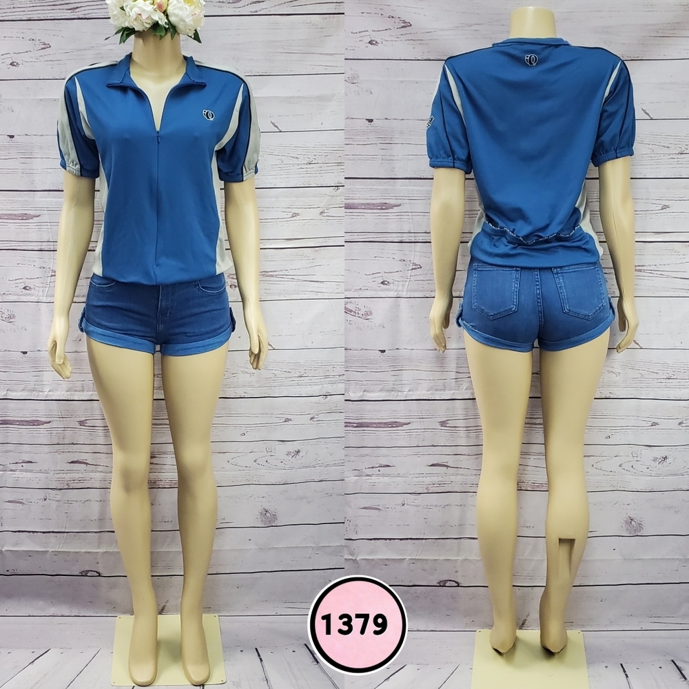 pearl izumi medium blue zip up sports shirt - Picture 1 of 7